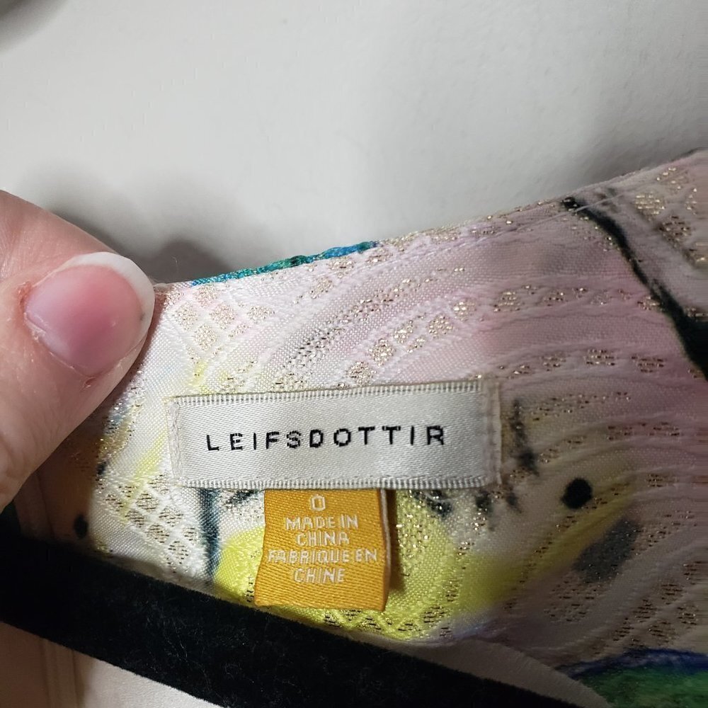 LEIFSTOTTIR Anthropologie Brocade Bird Peplum Top - Picture 5 of 6